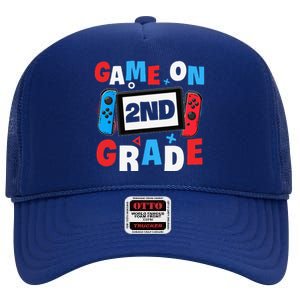 Gaming Game On 2nd Grade Second First Day School Gamer High Crown Mesh Back Trucker Hat