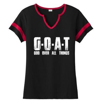 GOAT God Over All Things Ladies Halftime Notch Neck Tee