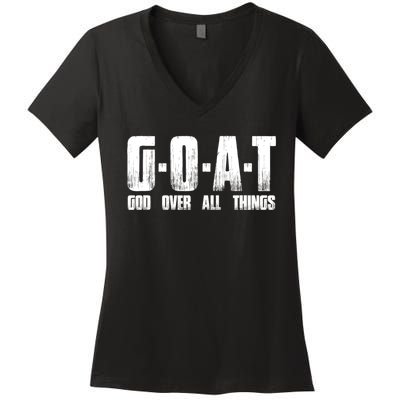 GOAT God Over All Things Women's V-Neck T-Shirt