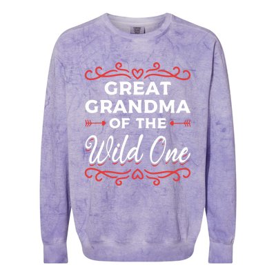 Great Grandma Of Wild One Great Grandma Of The Wild One Gift Colorblast Crewneck Sweatshirt