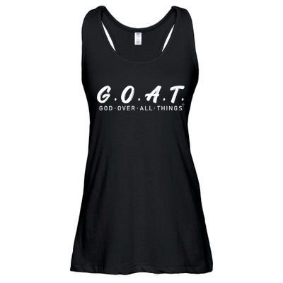 G.O.A.T God Over All Thing Black And White Ladies Essential Flowy Tank