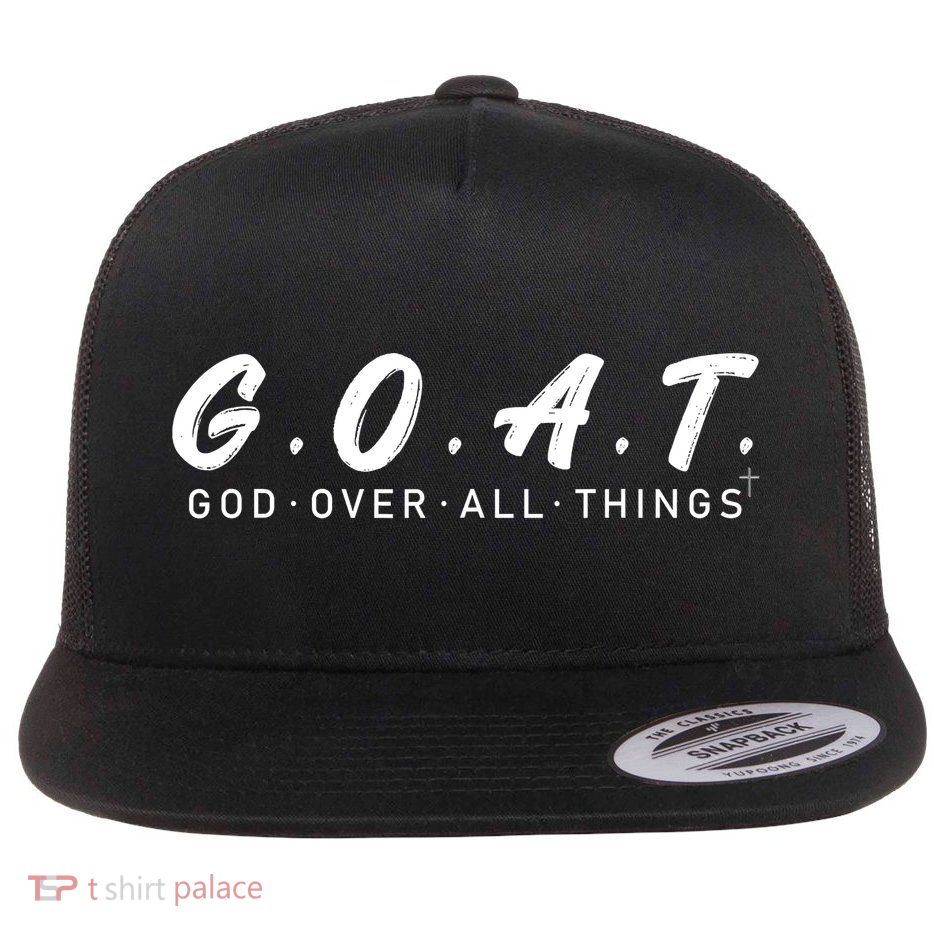 G.O.A.T God Over All Thing Black And White Flatbill Hat