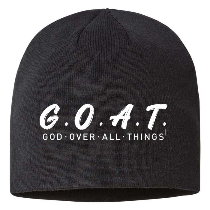 G.O.A.T God Over All Thing Black And White Sustainable Beanie