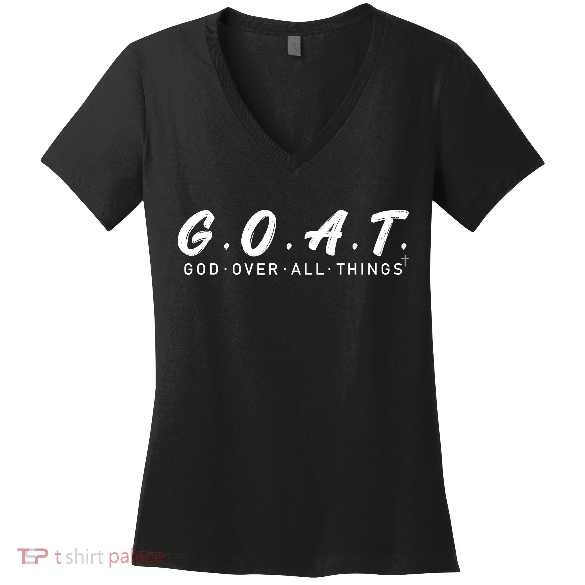 G.O.A.T God Over All Thing Black And White Women's V-Neck T-Shirt