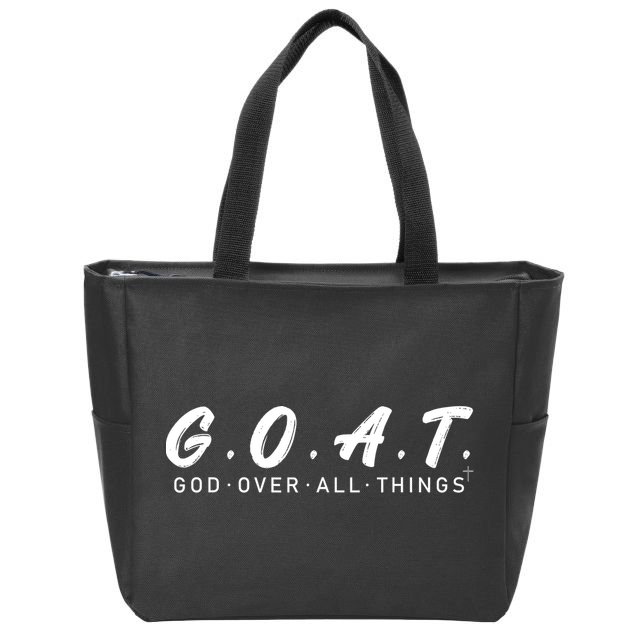 G.O.A.T God Over All Thing Black And White Zip Tote Bag