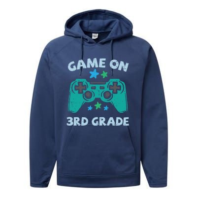 Gaming Game On 3Rd Grade Third First Day School Gamer Gift Performance Fleece Hoodie