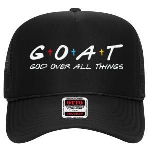 Goat God Over All Things Funny High Crown Mesh Back Trucker Hat