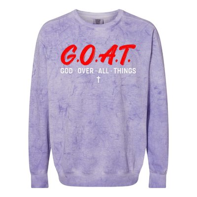 G.O.A.T. God Over All Things Funny Apparel Colorblast Crewneck Sweatshirt