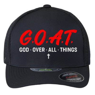 G.O.A.T. God Over All Things Funny Apparel Flexfit Unipanel Trucker Cap