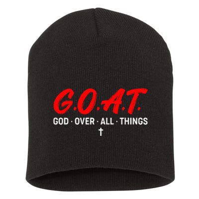 G.O.A.T. God Over All Things Funny Apparel Short Acrylic Beanie