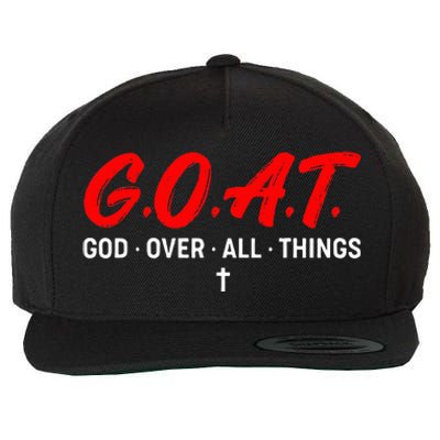 G.O.A.T. God Over All Things Funny Apparel Wool Snapback Cap