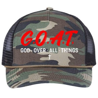 G.O.A.T. God Over All Things Funny Apparel Retro Rope Trucker Hat Cap