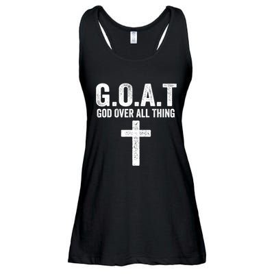 G.O.A.T God Over All Thing Christian Gifts Cross Faith Ladies Essential Flowy Tank