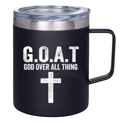 G.O.A.T God Over All Thing Christian Gifts Cross Faith 12oz Stainless Steel Coffee Mug