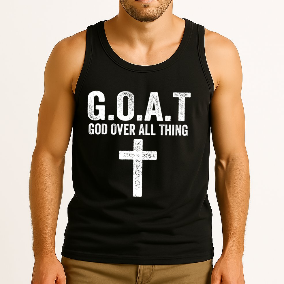 G.O.A.T God Over All Thing Christian Gifts Cross Faith Tank Top