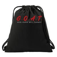 G.O.A.T God Over All Thing Red And White Drawstring Bag