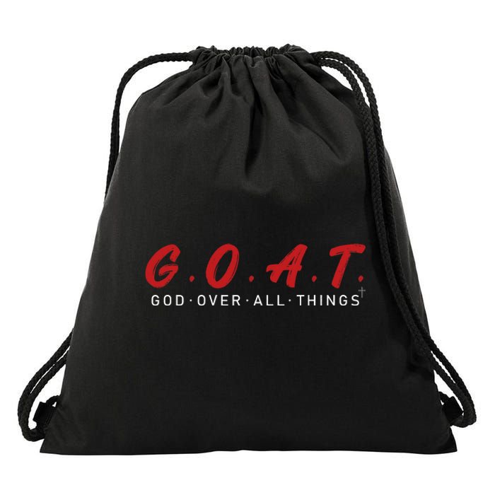 G.O.A.T God Over All Thing Red And White Drawstring Bag