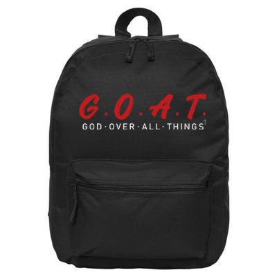 G.O.A.T God Over All Thing Red And White 16 in Basic Backpack