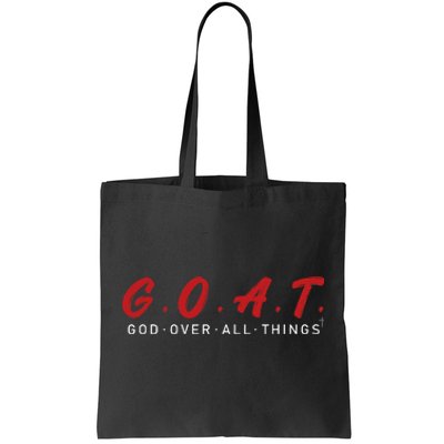 G.O.A.T God Over All Thing Red And White Tote Bag