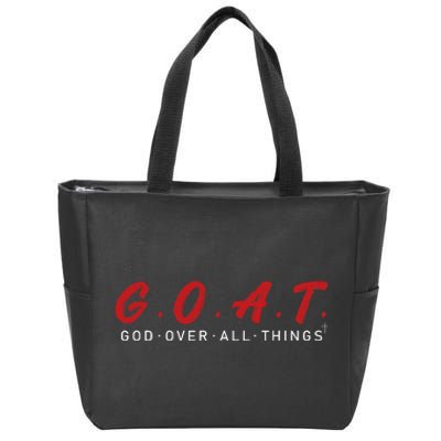 G.O.A.T God Over All Thing Red And White Zip Tote Bag