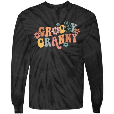 Groovy Granny One Thankful Granny Thanksgiving Christmas Tie-Dye Long Sleeve Shirt