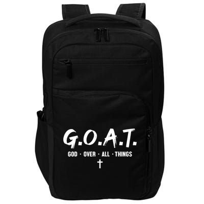 G.O.A.T God Over All Things Cross Christian Faith Impact Tech Backpack