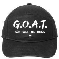 G.O.A.T God Over All Things Cross Christian Faith 7-Panel Snapback Hat