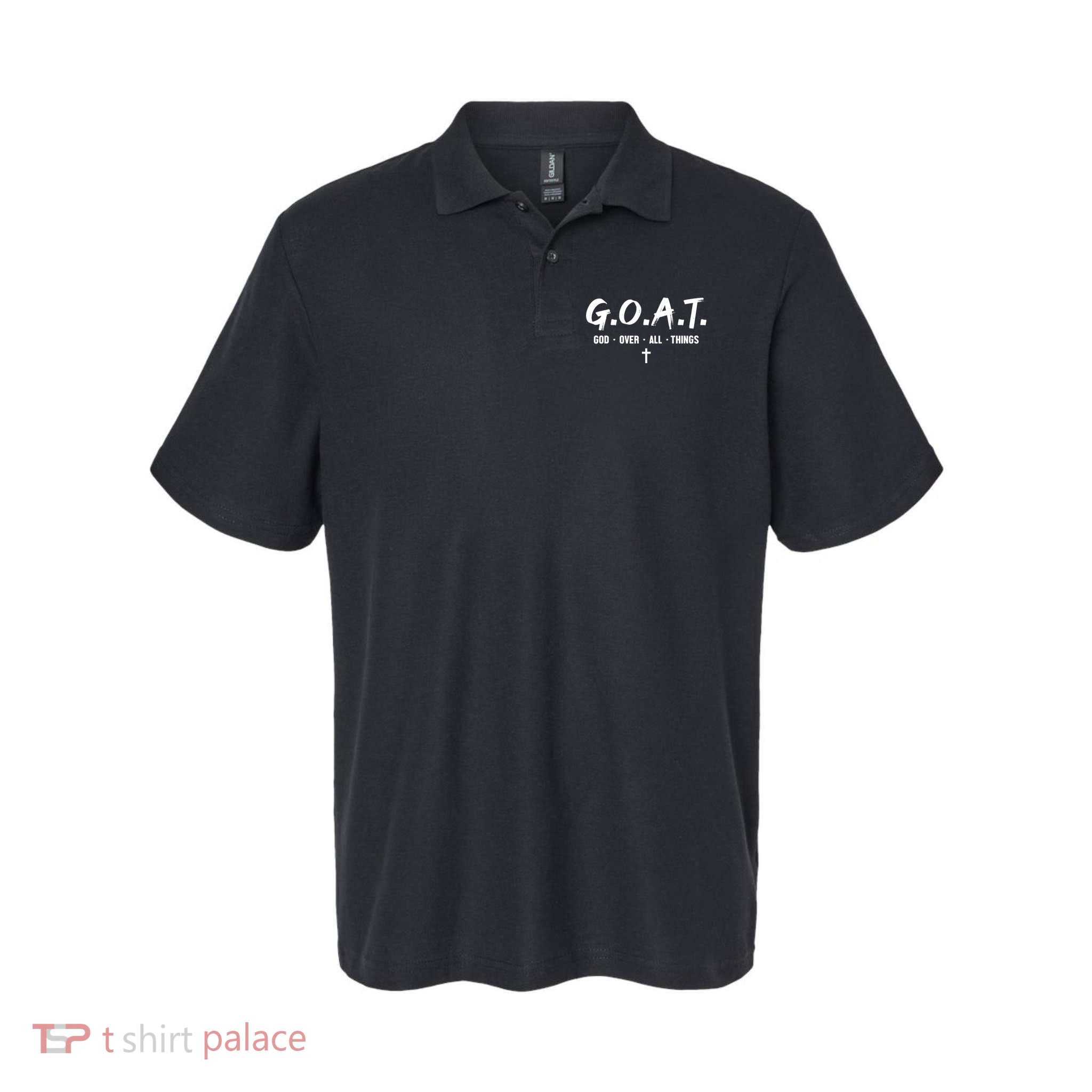 G.O.A.T God Over All Things Cross Christian Faith Polo