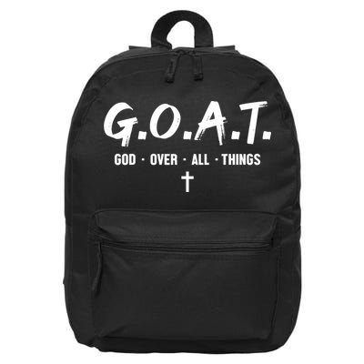 G.O.A.T God Over All Things Cross Christian Faith 16 in Basic Backpack