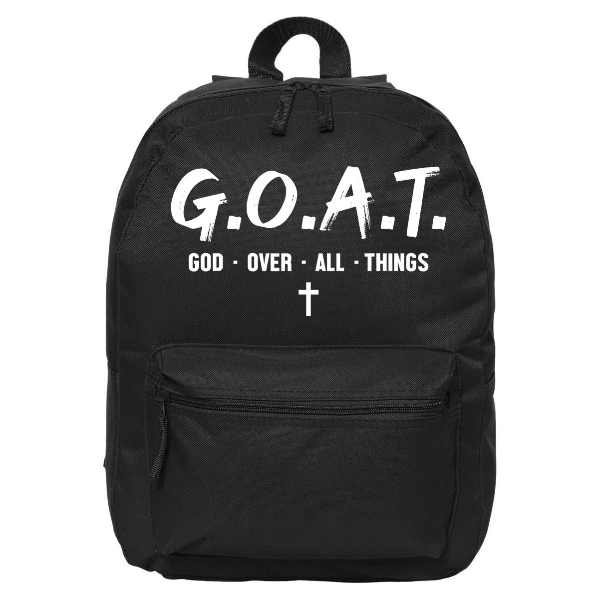G.O.A.T God Over All Things Cross Christian Faith 16 in Basic Backpack