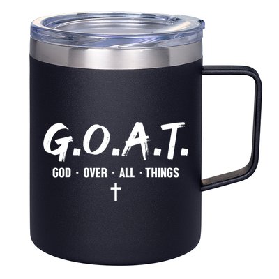 G.O.A.T God Over All Things Cross Christian Faith 12oz Stainless Steel Coffee Mug