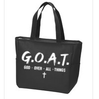 G.O.A.T God Over All Things Cross Christian Faith Zip Tote Bag