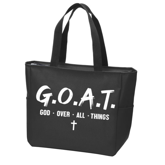 G.O.A.T God Over All Things Cross Christian Faith Zip Tote Bag