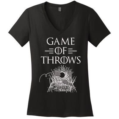 Great Game Of Throws Cornhole Bean Bag Toss Women's V-Neck T-Shirt