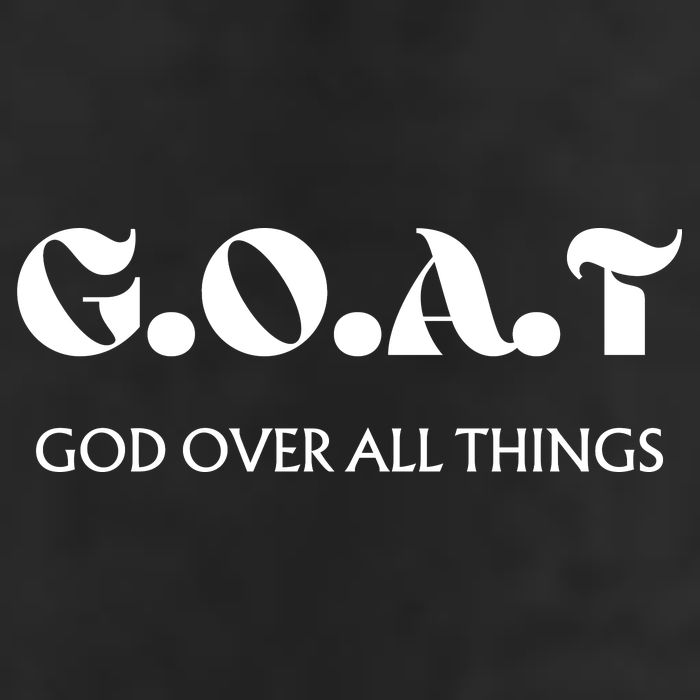 G.O.A.T God Over All Thing Black And White 7 Panel Mesh Trucker Snapback Hat