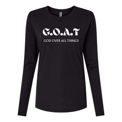 G.O.A.T God Over All Thing Black And White Womens Cotton Relaxed Long Sleeve T-Shirt