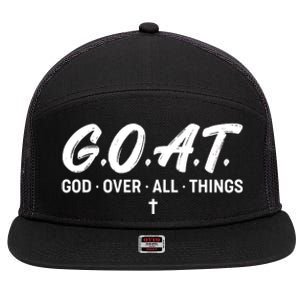 GOAT God Over All Things 7 Panel Mesh Trucker Snapback Hat