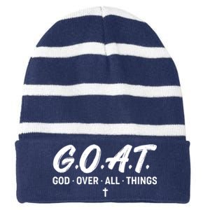 GOAT God Over All Things Striped Beanie with Solid Band