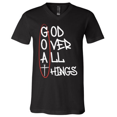 Goat God Over All Things Faith Christian V-Neck T-Shirt
