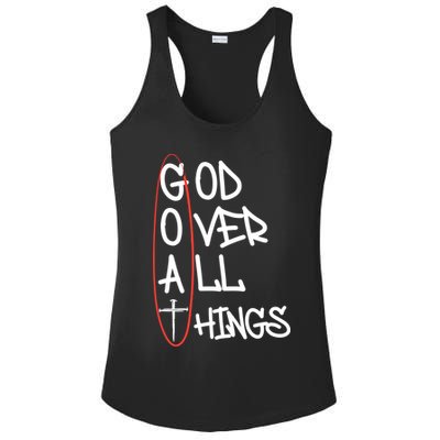 Goat God Over All Things Faith Christian Ladies PosiCharge Competitor Racerback Tank