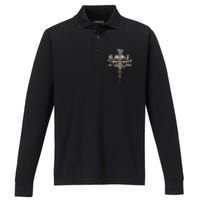 G.O.A.T. Goat Over All Things Vintage Christ Cross Bible God Performance Long Sleeve Polo