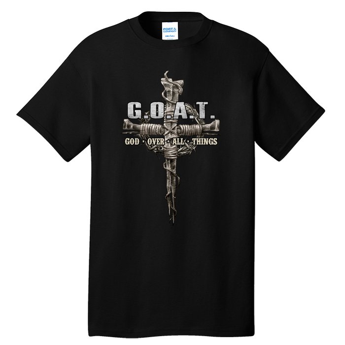 G.O.A.T. Goat Over All Things Vintage Christ Cross Bible God Tall T-Shirt