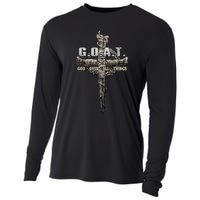 G.O.A.T. Goat Over All Things Vintage Christ Cross Bible God Cooling Performance Long Sleeve Crew