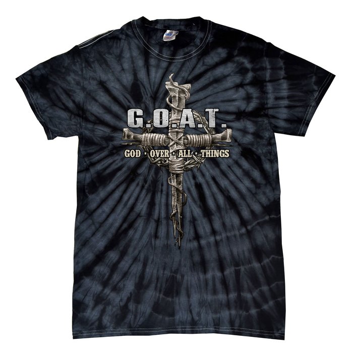 G.O.A.T. Goat Over All Things Vintage Christ Cross Bible God Tie-Dye T-Shirt