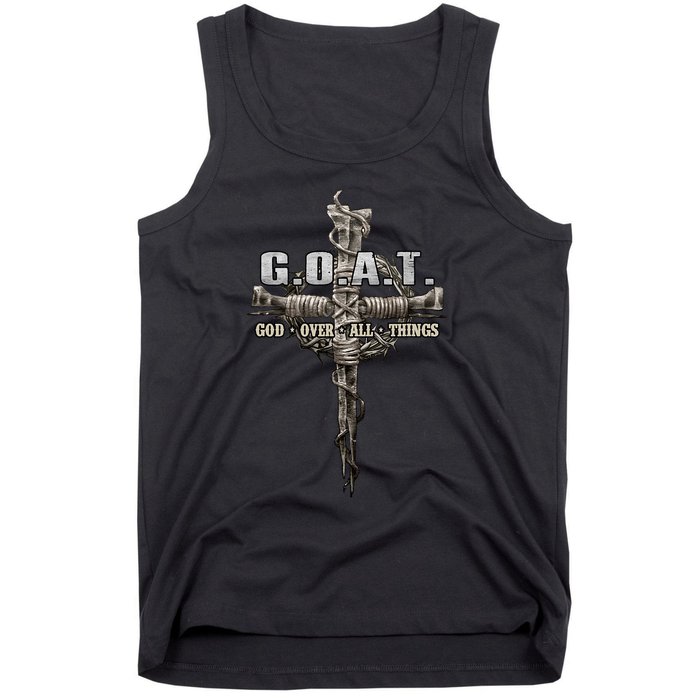 G.O.A.T. Goat Over All Things Vintage Christ Cross Bible God Tank Top