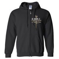 G.O.A.T. Goat Over All Things Vintage Christ Cross Bible God Full Zip Hoodie