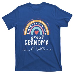 Great Grandma Of Twins Funny Gift For New Grandma Cute Rainbow Gift T-Shirt