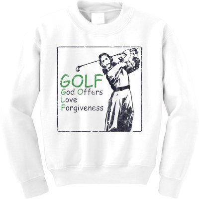 Golf God Offers Love Forgiveness Jesus Sport Kids Sweatshirt