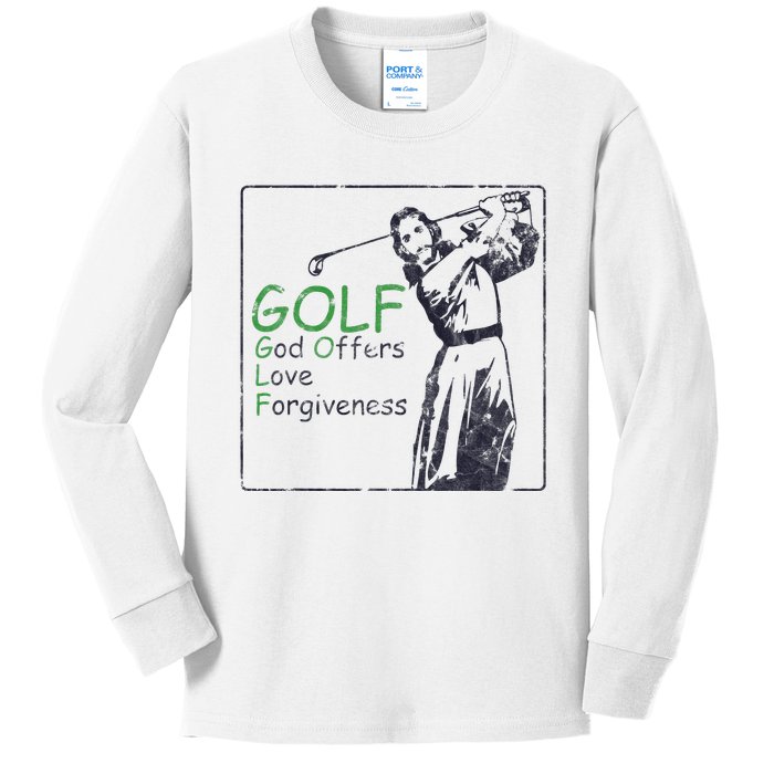 Golf God Offers Love Forgiveness Jesus Sport Kids Long Sleeve Shirt