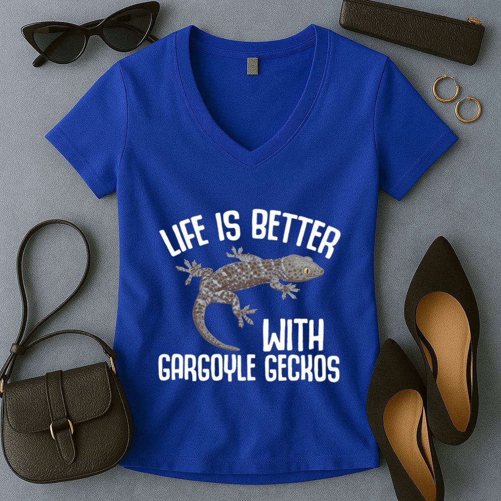 Gargoyle Gecko Owner Lizard Keeping Reptile Keeper Cool Gift Women's V-Neck T-Shirt